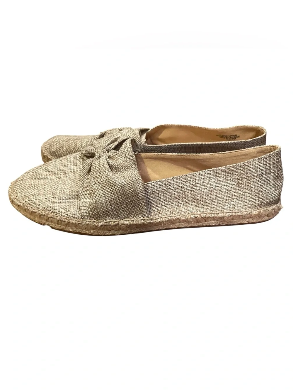 Talbots Izzy Knot Linen Espadrille Flats Beige Women’s Size 11M Slip On Shoes